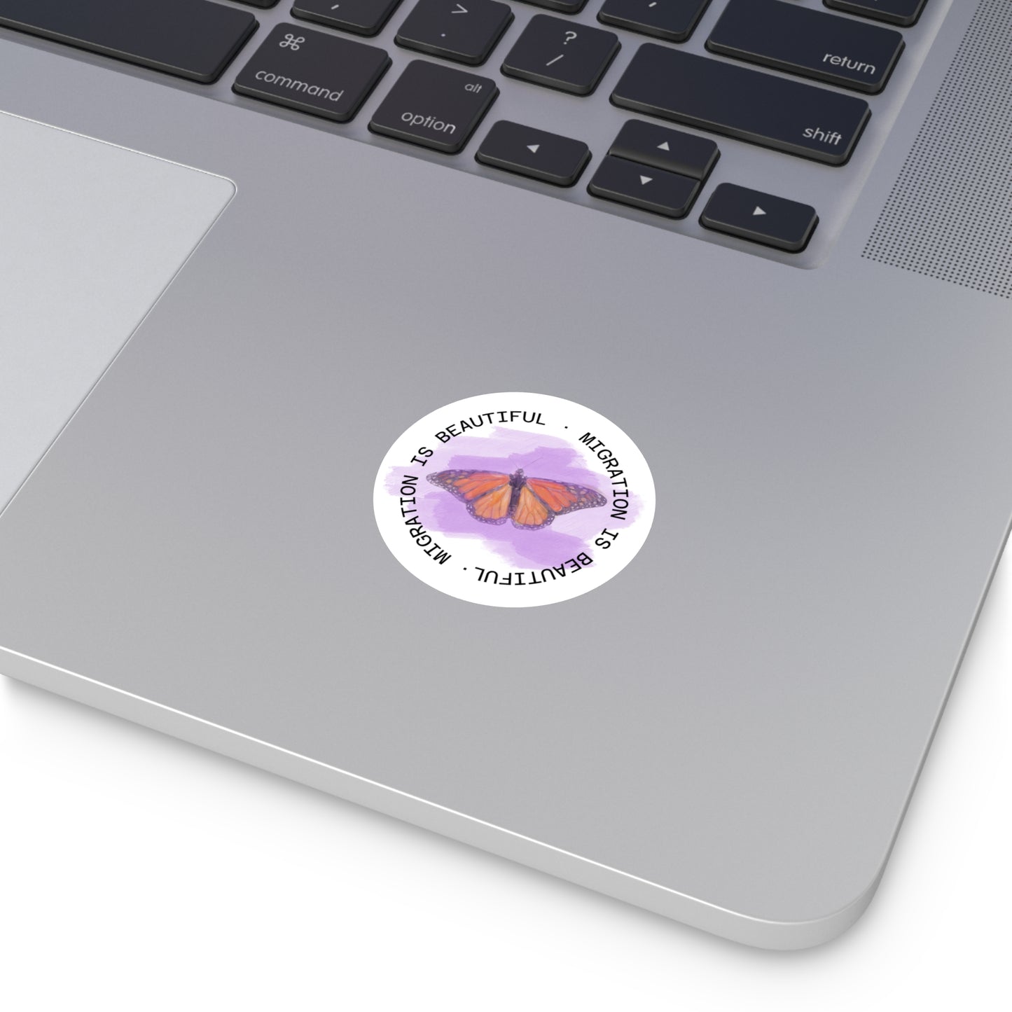 Colorful Migration Butterfly Stickers, Eco-Friendly Round Stickers for Laptops