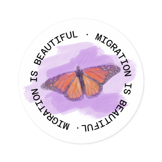 Colorful Migration Butterfly Stickers, Eco-Friendly Round Stickers for Laptops