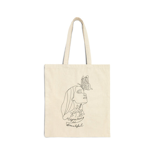 Mystical Beauty Cotton Canvas Tote Bag, Eco-Friendly Shopping Bag, Floral Art Tote, Gift for Her, Sustainable Style